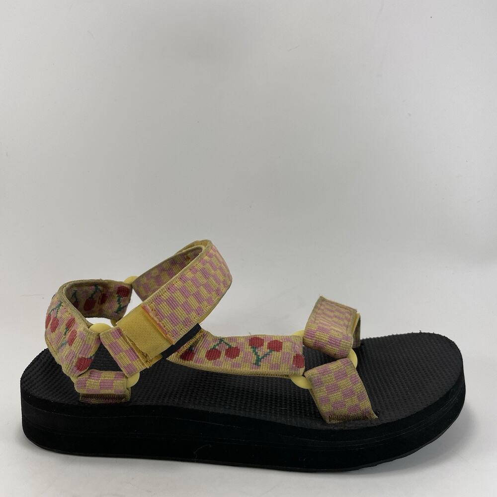 Teva Midform Universal Platform Sandals Picnic Cherries Womens 7 Strappy Yellow